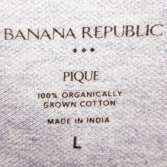 Banana Republic Organic Cotton Polo Men's Large Tagless Gray Short Sleeve Logo - Picture 3 of 10